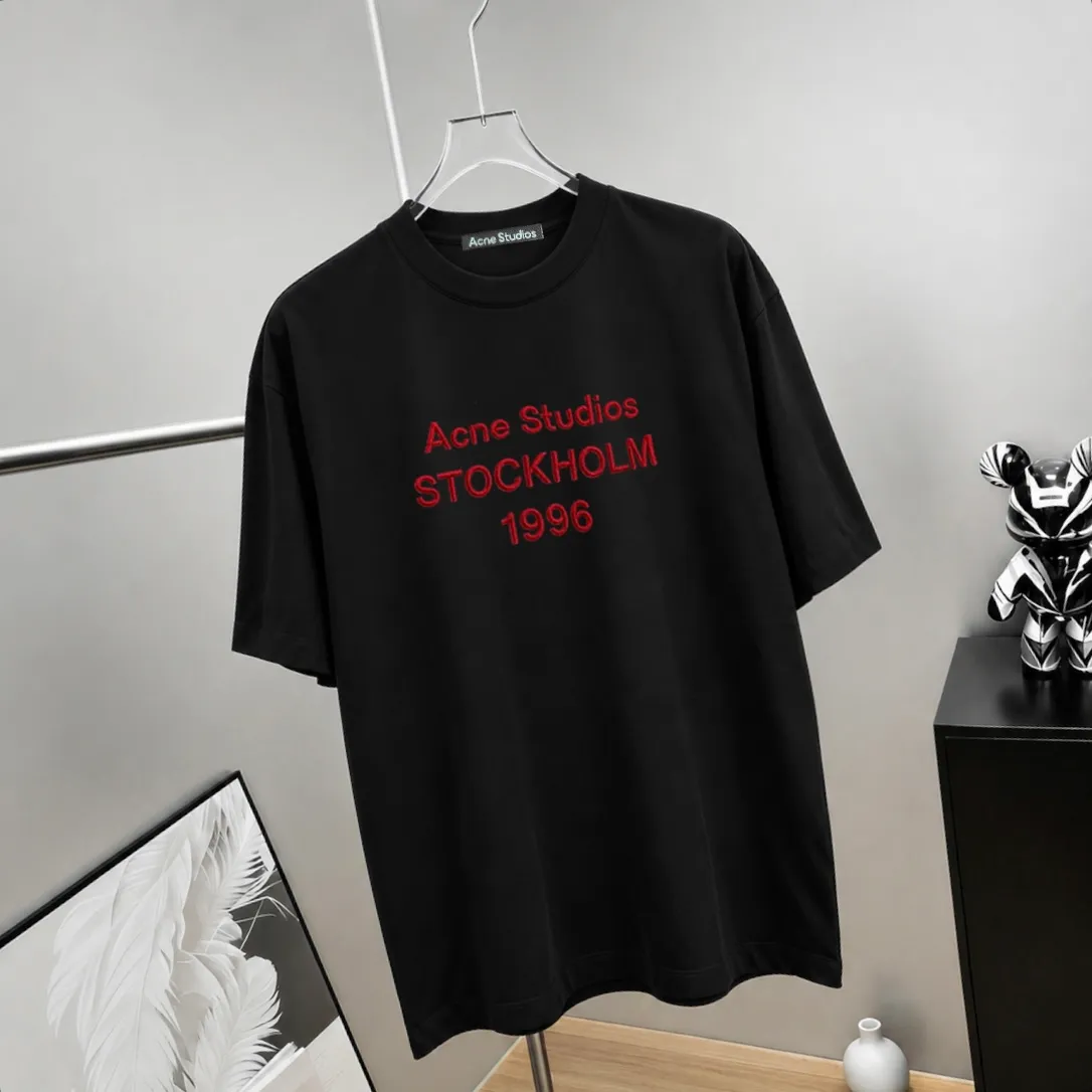Acne*Studios*2026Ss exclusive couple Hot Sale g high-count T-shirt "different currency fabric" short-sleeved tee negative ion upper body is very comfortable, Same Style half-sleeve for men and women, dropped shoulders and loose fit Color: Black White Coffee Brown Size: S (90-130 pounds) M (125-150 pounds) L (135-165 pounds) XL (160-190 pounds) XXL (185 pounds)